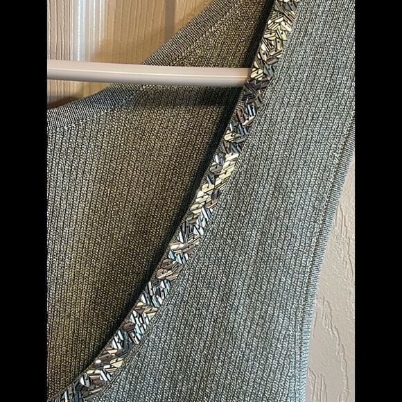 NWT Sigrid Olson mint green sequined tank top sz Petite M - Picture 2 of 6